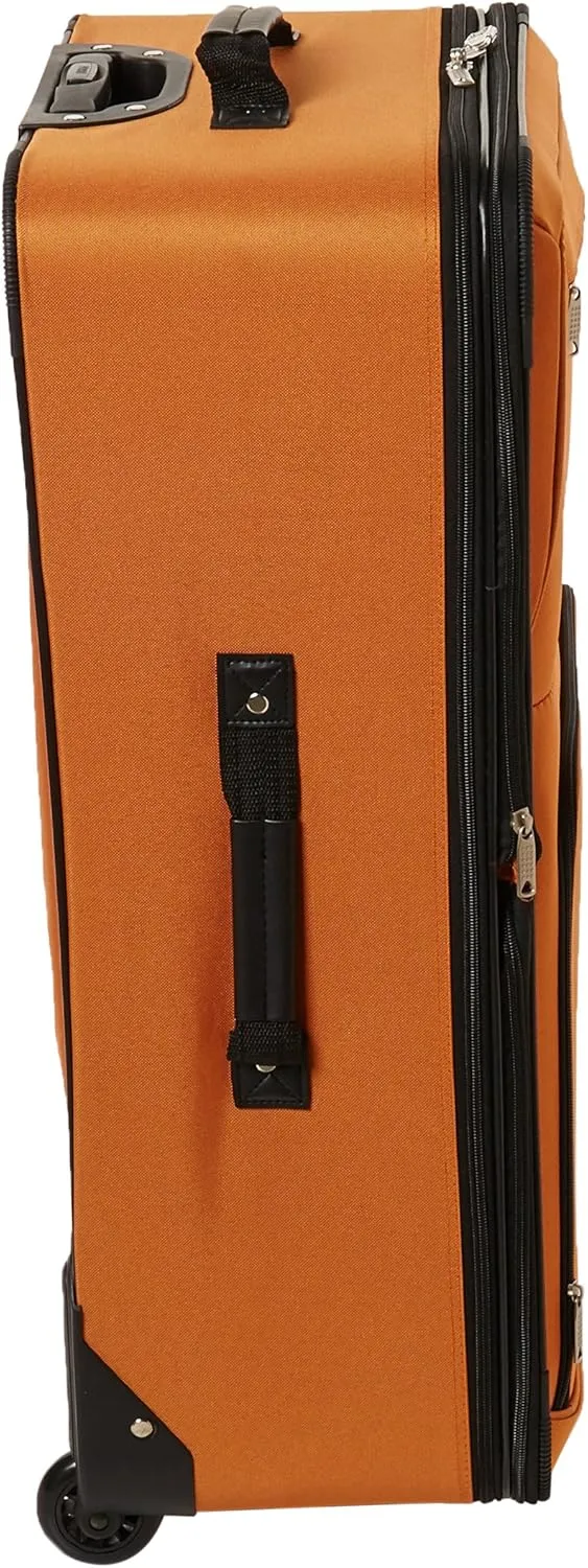 Rockland Journey Softside Upright Luggage Set, Expandable, Orange, 4-Piece (14/19/24/28)