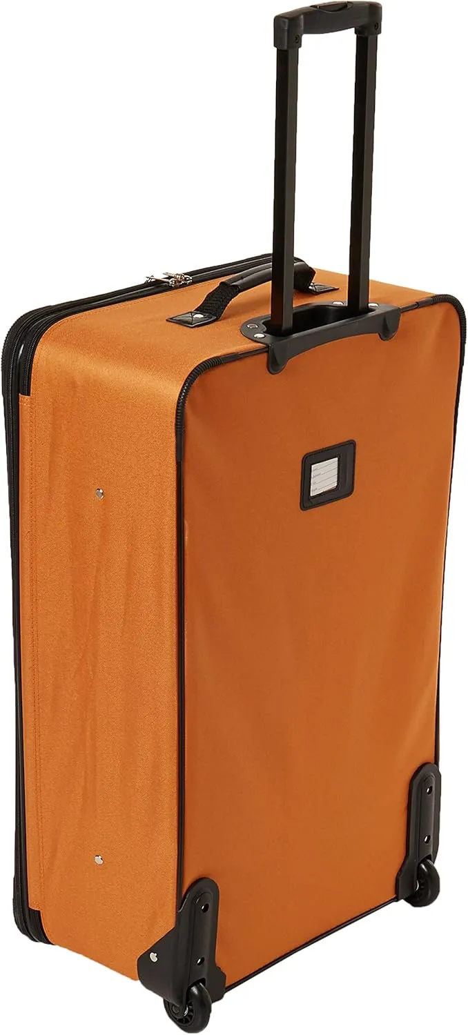 Rockland Journey Softside Upright Luggage Set, Expandable, Orange, 4-Piece (14/19/24/28)