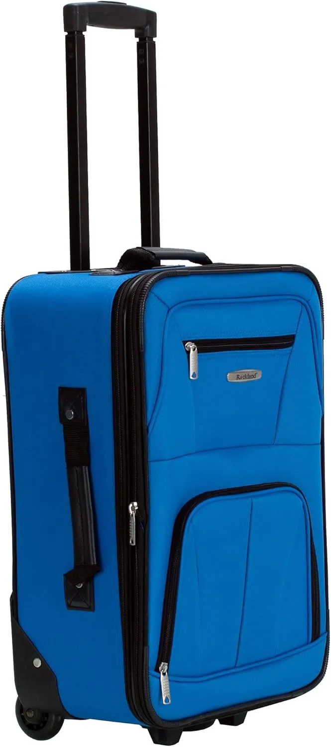 Rockland Journey Softside Upright Luggage Set,Expandable, Blue, 4-Piece (14/19/24/28)
