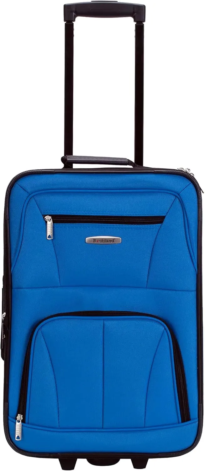 Rockland Journey Softside Upright Luggage Set,Expandable, Blue, 4-Piece (14/19/24/28)