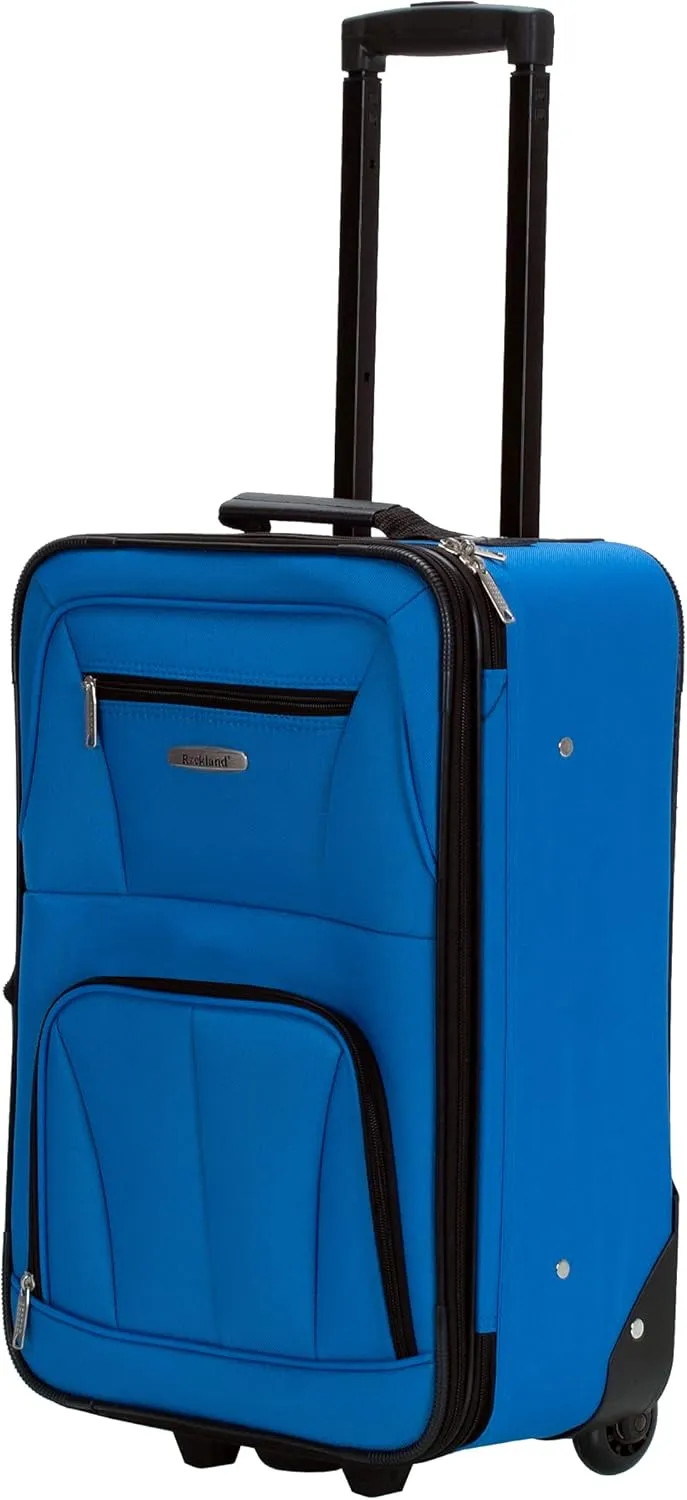 Rockland Journey Softside Upright Luggage Set,Expandable, Blue, 4-Piece (14/19/24/28)