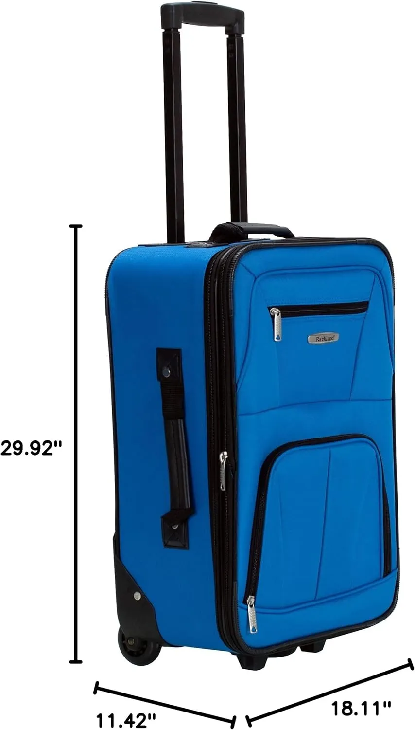 Rockland Journey Softside Upright Luggage Set,Expandable, Blue, 4-Piece (14/19/24/28)
