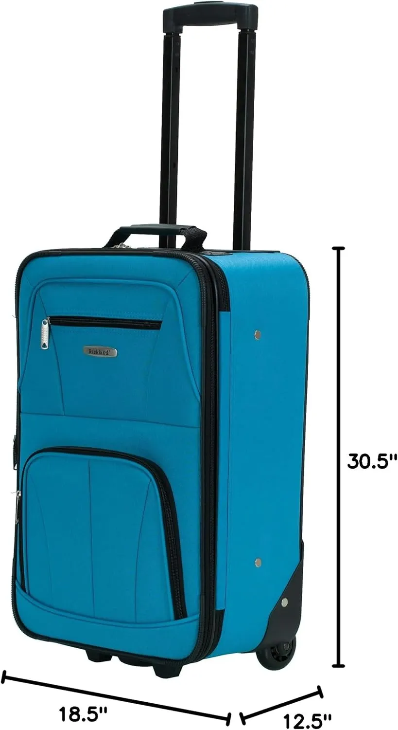 Rockland Journey Softside Upright Luggage Set,Expandable, Turquoise, 4-Piece (14/19/24/28)