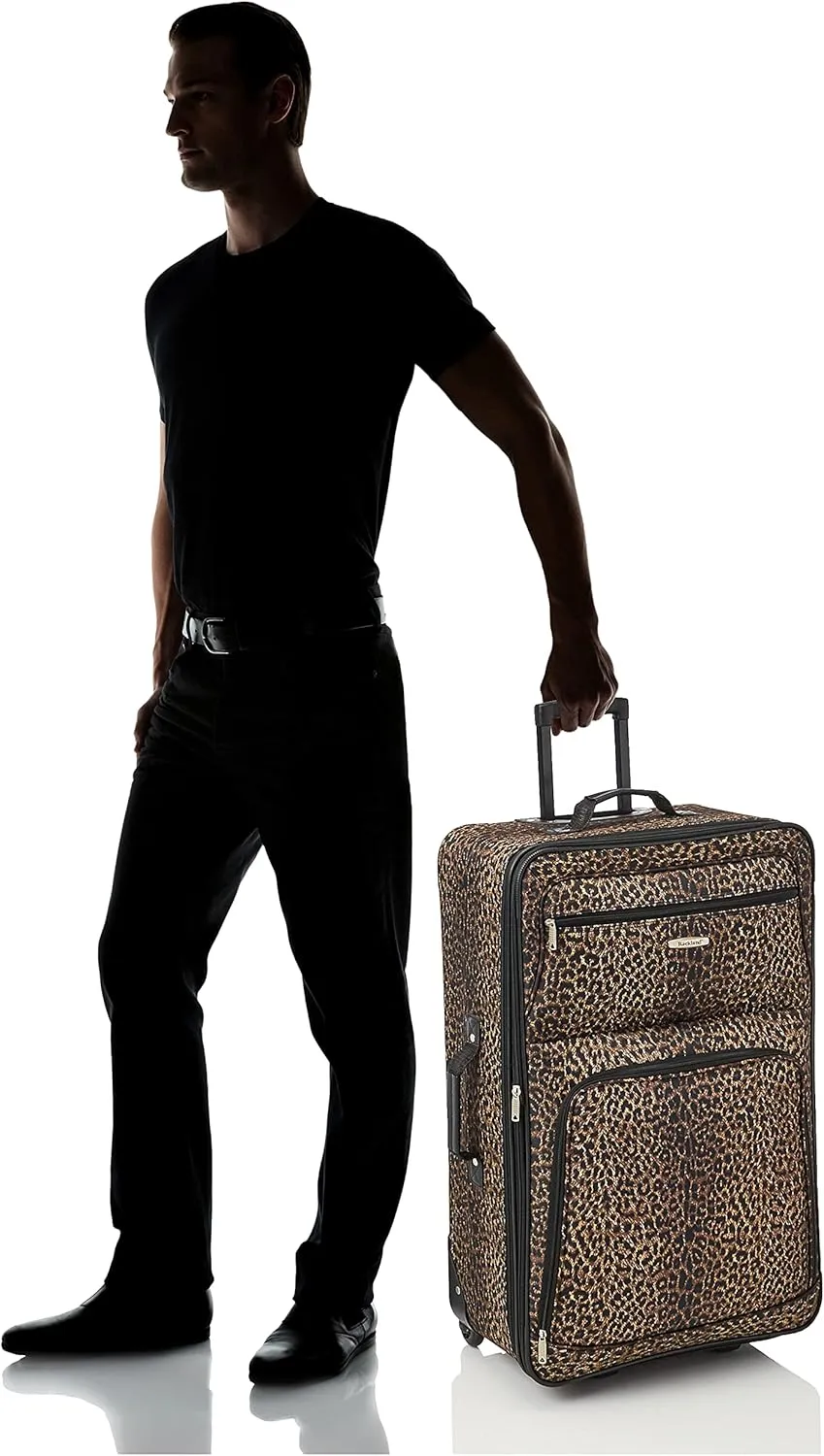 Rockland Jungle Softside Upright Luggage, Leopard, 4-Piece Set (14/19/24/28)