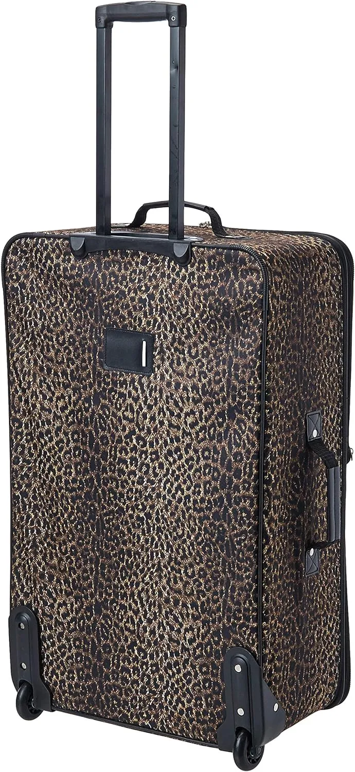 Rockland Jungle Softside Upright Luggage, Leopard, 4-Piece Set (14/19/24/28)