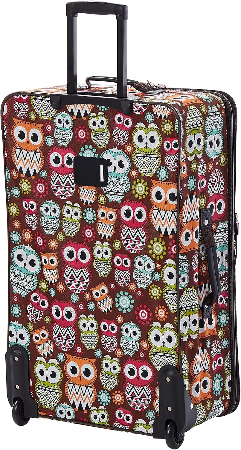 Rockland Jungle Softside Upright Luggage Set, Expandable, Owl, 4-Piece (14/29/24/28)