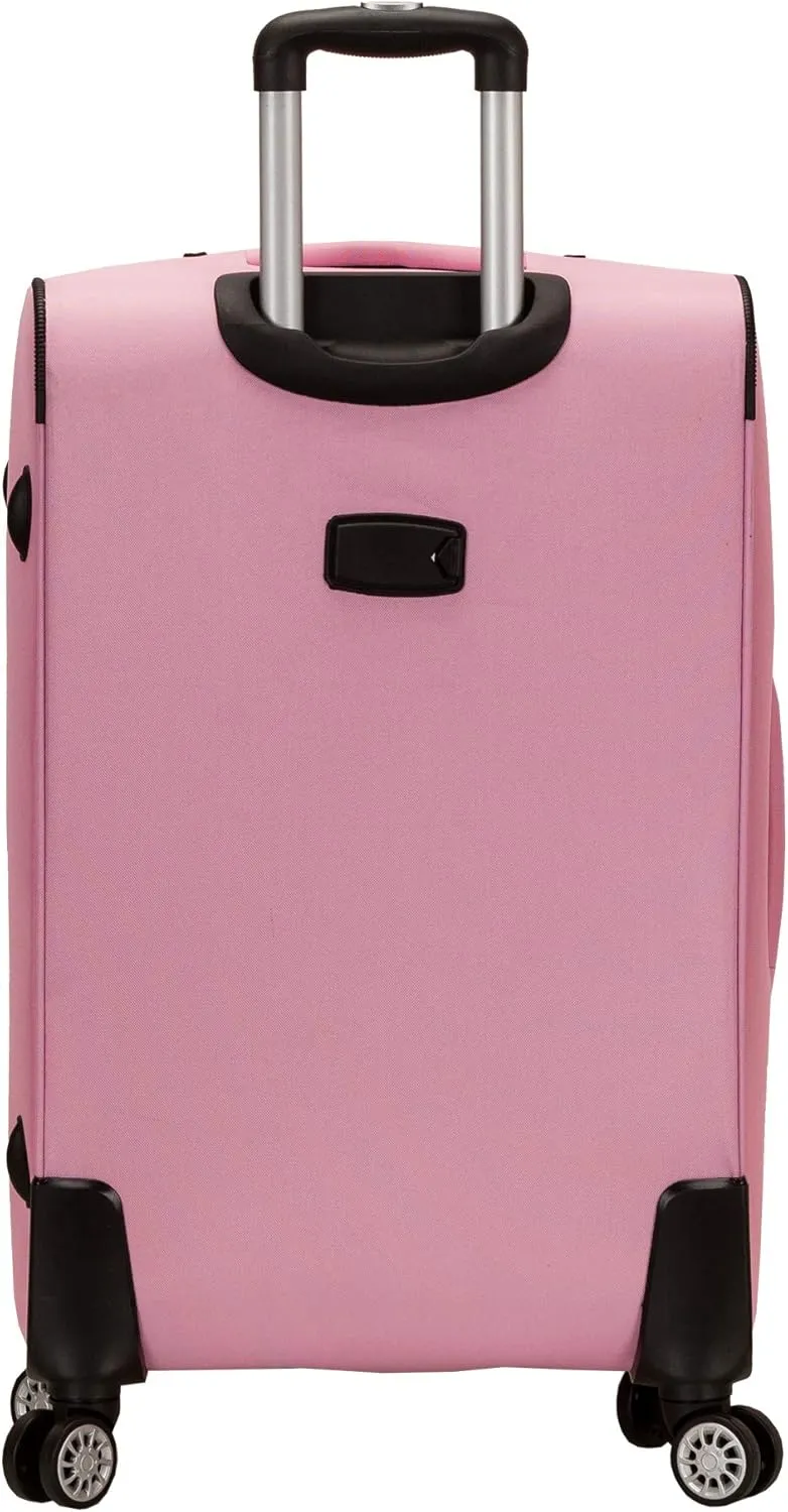 Rockland Softside Spinner Wheel Luggage, Pink, 5-Piece Set (14/29/24/28/32)