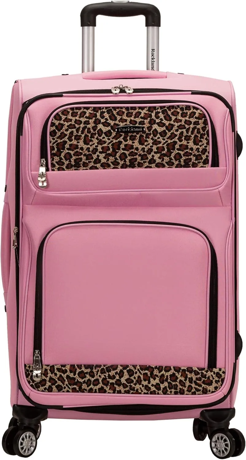 Rockland Softside Spinner Wheel Luggage, Pink, 5-Piece Set (14/29/24/28/32)