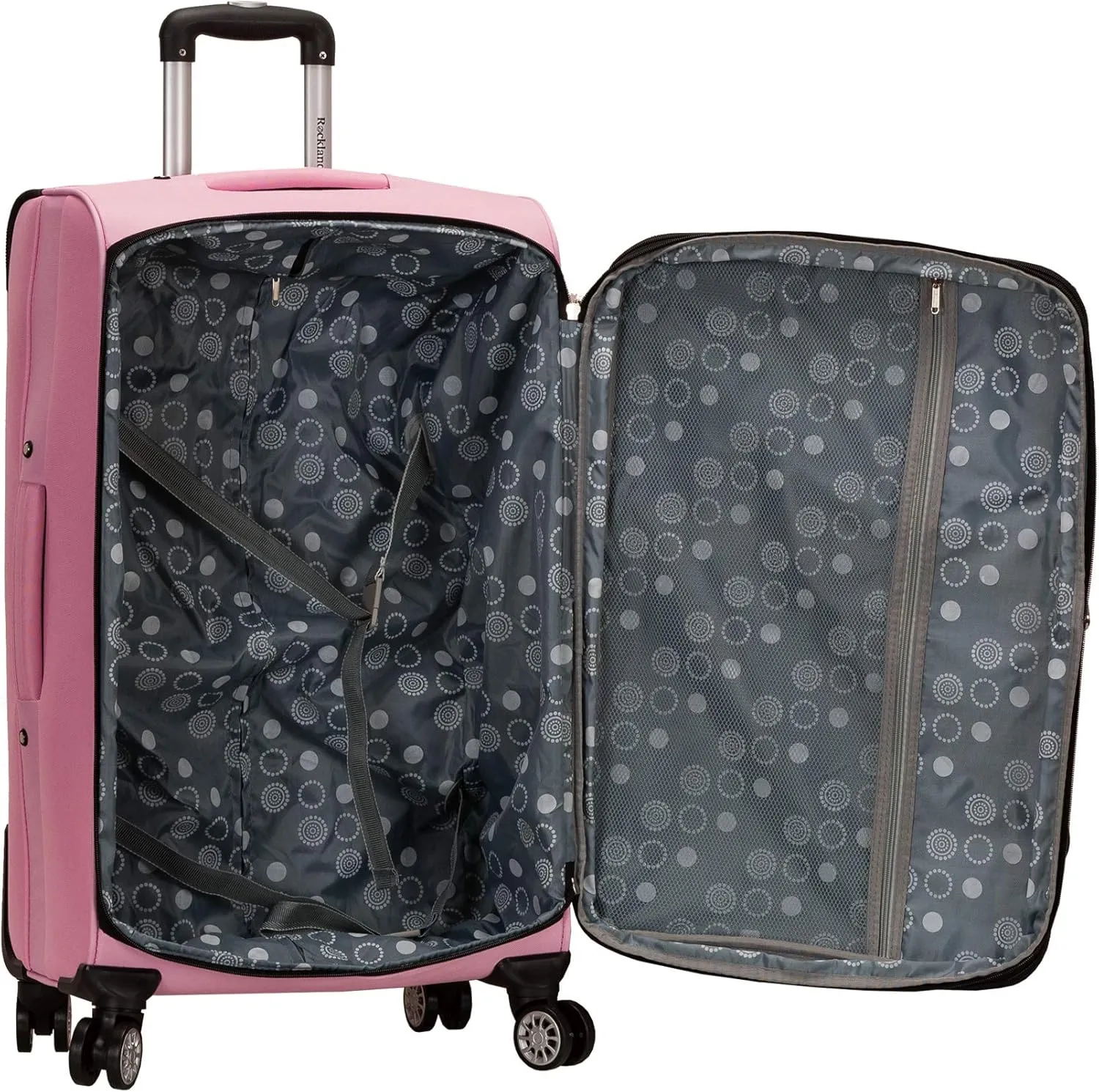 Rockland Softside Spinner Wheel Luggage, Pink, 5-Piece Set (14/29/24/28/32)
