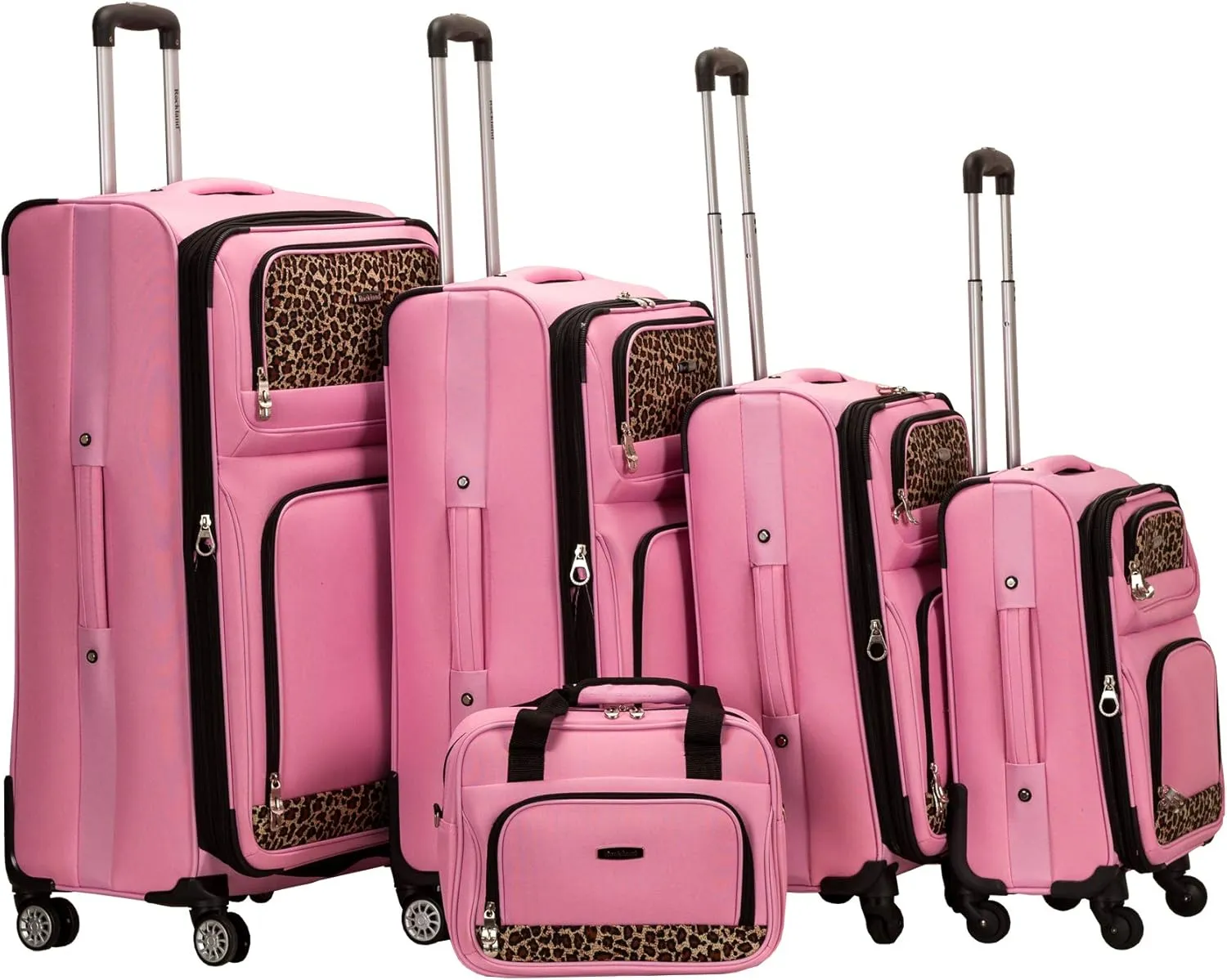 Rockland Softside Spinner Wheel Luggage, Pink, 5-Piece Set (14/29/24/28/32)