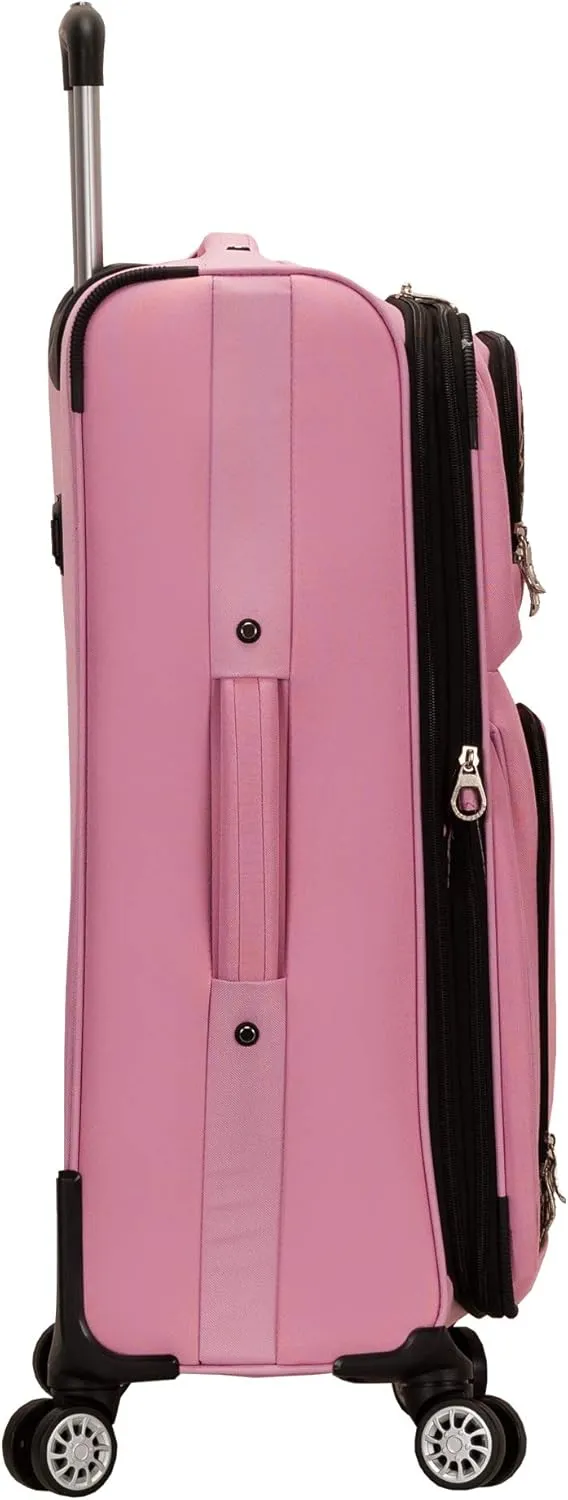 Rockland Softside Spinner Wheel Luggage, Pink, 5-Piece Set (14/29/24/28/32)