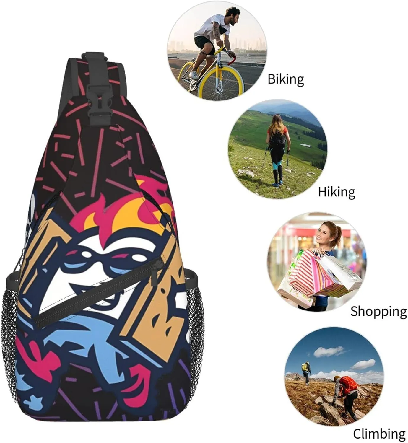 Rocky Mountain Vibes Crossbody For Men Women Sling Chest Bag Shoulder Bag Lightweight One Strap Backpack Multipurpose Travel Hiking Daypack