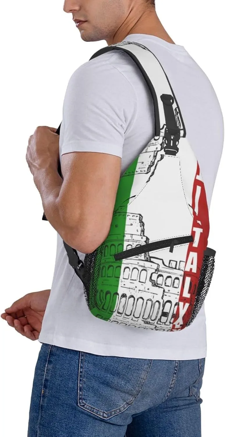 Roman Colosseum Italian Crossbody Backpack Dachshunds Dog Chest Bag Lightweight One Strap Backpack Multipurpose Travel Hiking For Men Women