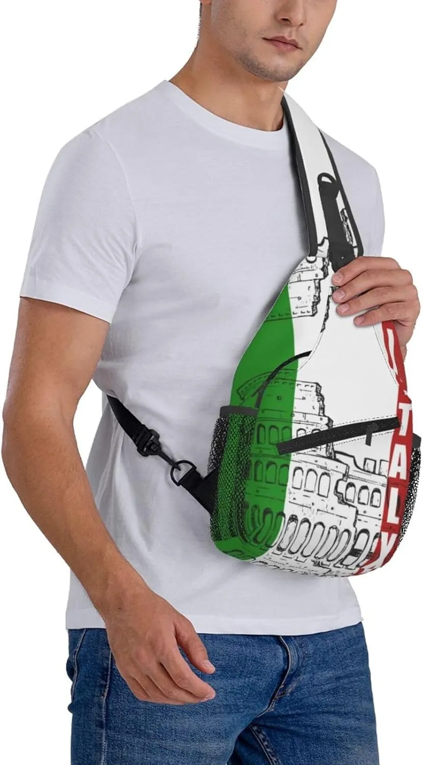 Roman Colosseum Italian Crossbody Backpack Dachshunds Dog Chest Bag Lightweight One Strap Backpack Multipurpose Travel Hiking For Men Women