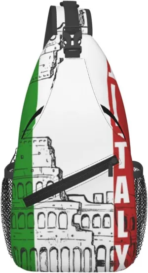 Roman Colosseum Italian Crossbody Backpack Dachshunds Dog Chest Bag Lightweight One Strap Backpack Multipurpose Travel Hiking For Men Women