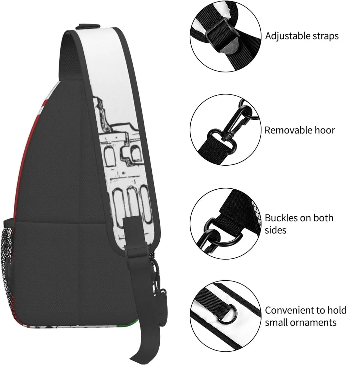 Roman Colosseum Italian Crossbody Backpack Dachshunds Dog Chest Bag Lightweight One Strap Backpack Multipurpose Travel Hiking For Men Women