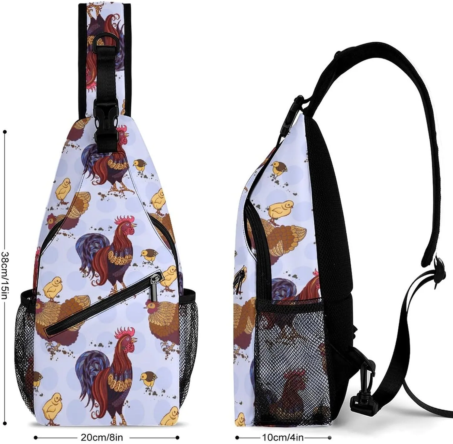 Roosters Sling Backpack Mans Woman Crossbody Backpack Chest Bag Cycling Daypack Hiking Bag Casual Daypacks Leisure Backpacks