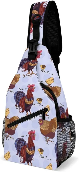 Roosters Sling Backpack Mans Woman Crossbody Backpack Chest Bag Cycling Daypack Hiking Bag Casual Daypacks Leisure Backpacks