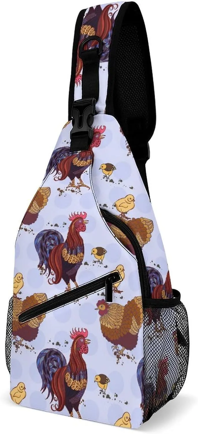 Roosters Sling Backpack Mans Woman Crossbody Backpack Chest Bag Cycling Daypack Hiking Bag Casual Daypacks Leisure Backpacks