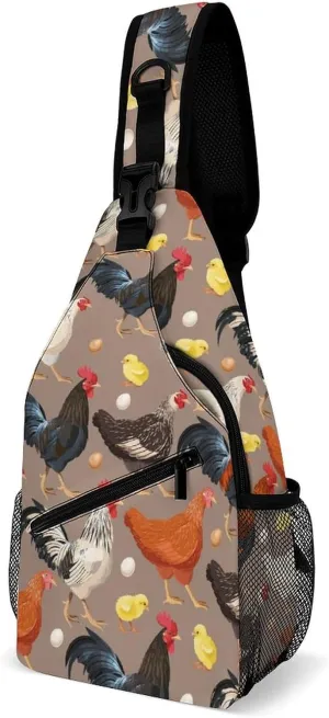 Roosters Sling Backpack Men Women Crossbody Backpack Chest Bag Running Daypack Travel Bag Casual Daypacks Sports Backpacks
