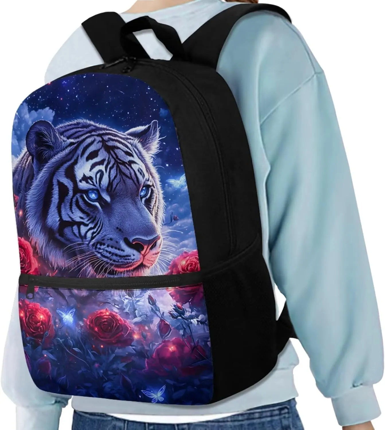 Rose Tiger Kids School Backpack for Boys 5th Grade 4-in-1 Teenage Backpacks for Boys Bookbag with Lunch Box Pencil Case Bottle Sleeve Lightweight Elementary School Bags for Kids