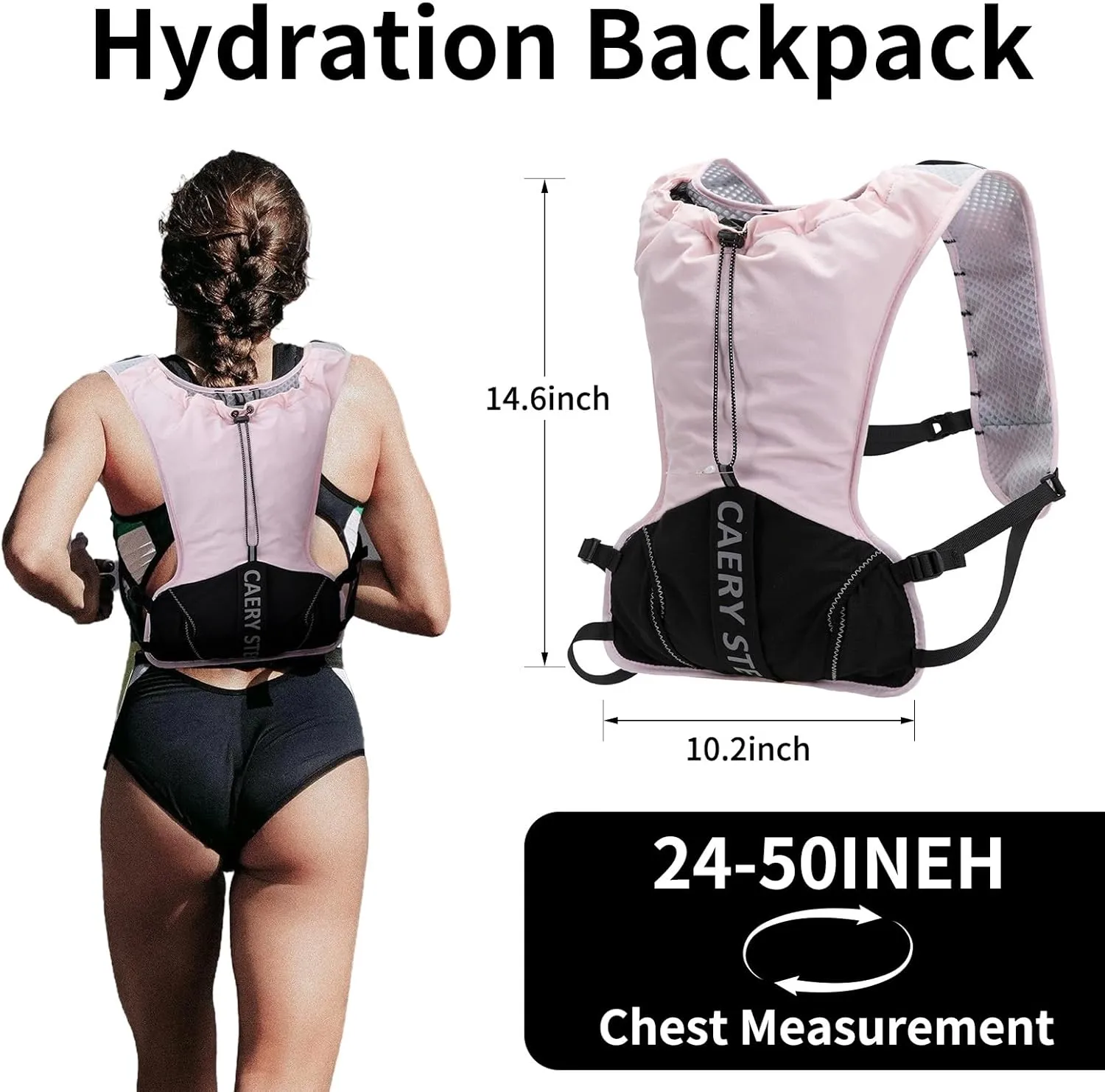 Running Backpack, Hydration Backpack, with 1.5L Water Bag, Suitable for Hiking, Cross-Country, Marathon, Triathlon, Suitable for Both Men and Women