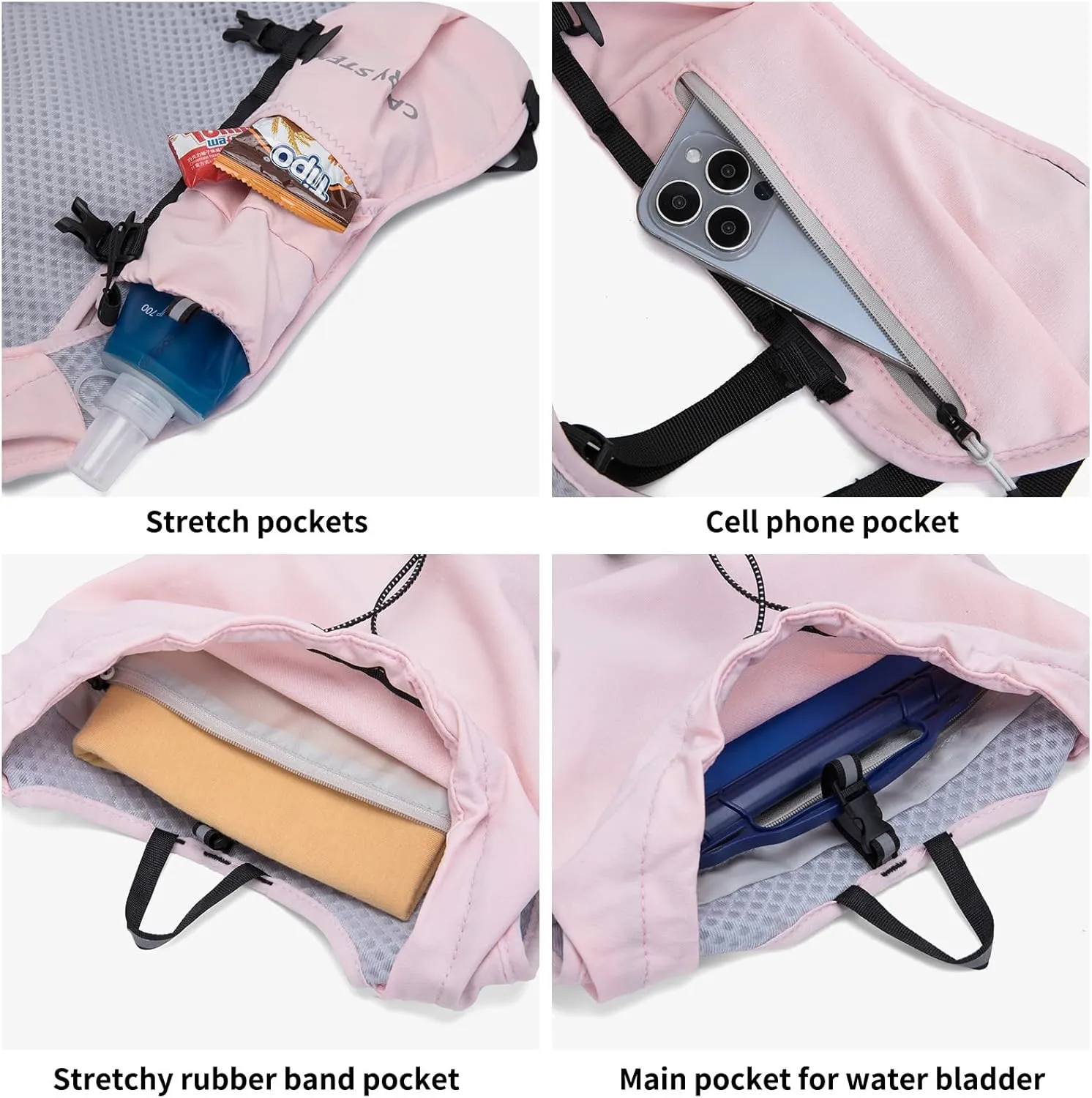 Running Backpack, Hydration Backpack, with 1.5L Water Bag, Suitable for Hiking, Cross-Country, Marathon, Triathlon, Suitable for Both Men and Women