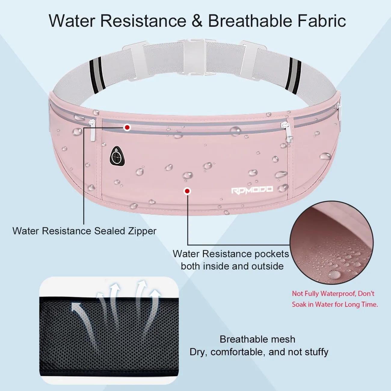 Running Belt Fanny Pack for Women，Water Resistant Large Capacity Waist Pack for iPhone 16 15 14 13 Samsung，Lightweight Running Phone Holder，Slim Money Belt Running Pouch for Hiking Outdoor Pink