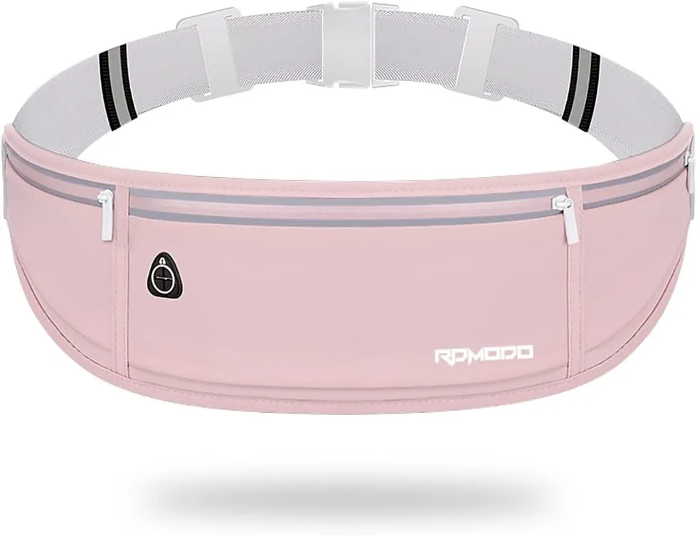 Running Belt Fanny Pack for Women，Water Resistant Large Capacity Waist Pack for iPhone 16 15 14 13 Samsung，Lightweight Running Phone Holder，Slim Money Belt Running Pouch for Hiking Outdoor Pink