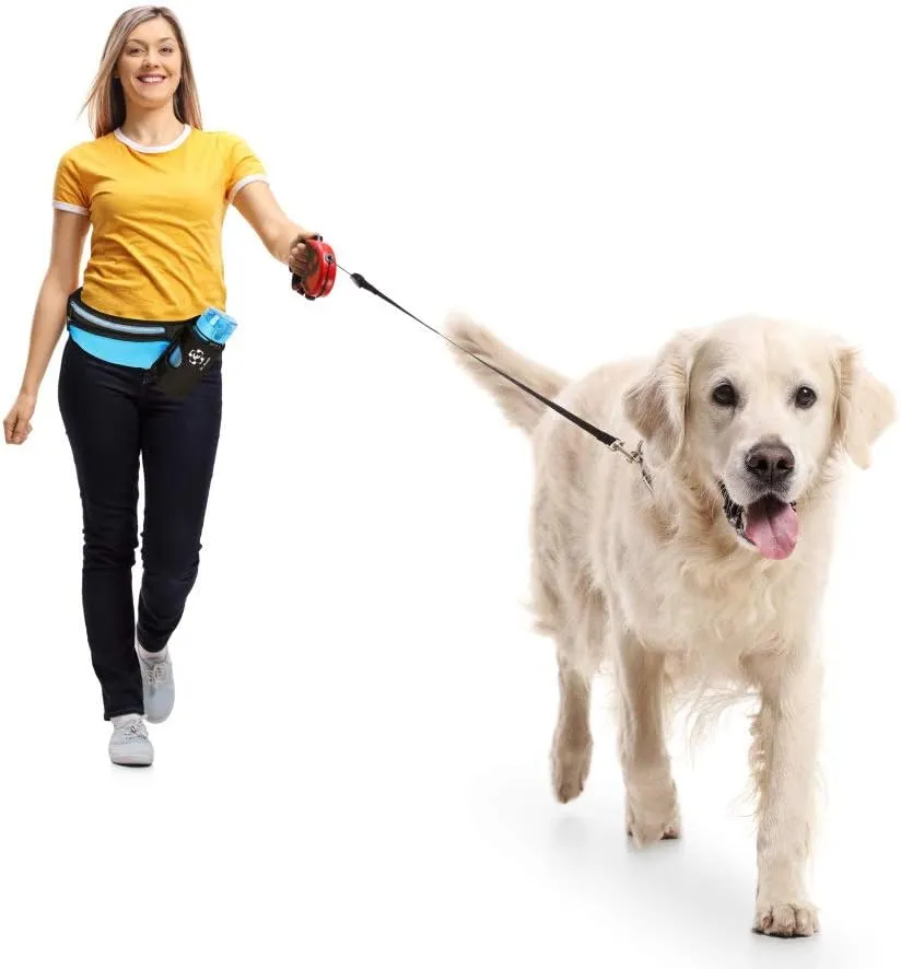 Running Belt Sport Waist Pack with Water Bottle Holder Hydration Belt Fanny Pack Reflective Stripes Cellphone Storage Earphone hole for Dog walker Hiking Travel (BLACK/PINK)