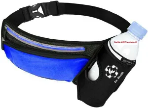 Running Belt Sport Waist Pack/Pouch w/Water Bottle Holder Hydration Fanny Pack Reflective Stripes Cellphone Storage Earphone hole for Dog walker Hiking Travel Adjustable Women/Men (BLACK/Royal Blue)