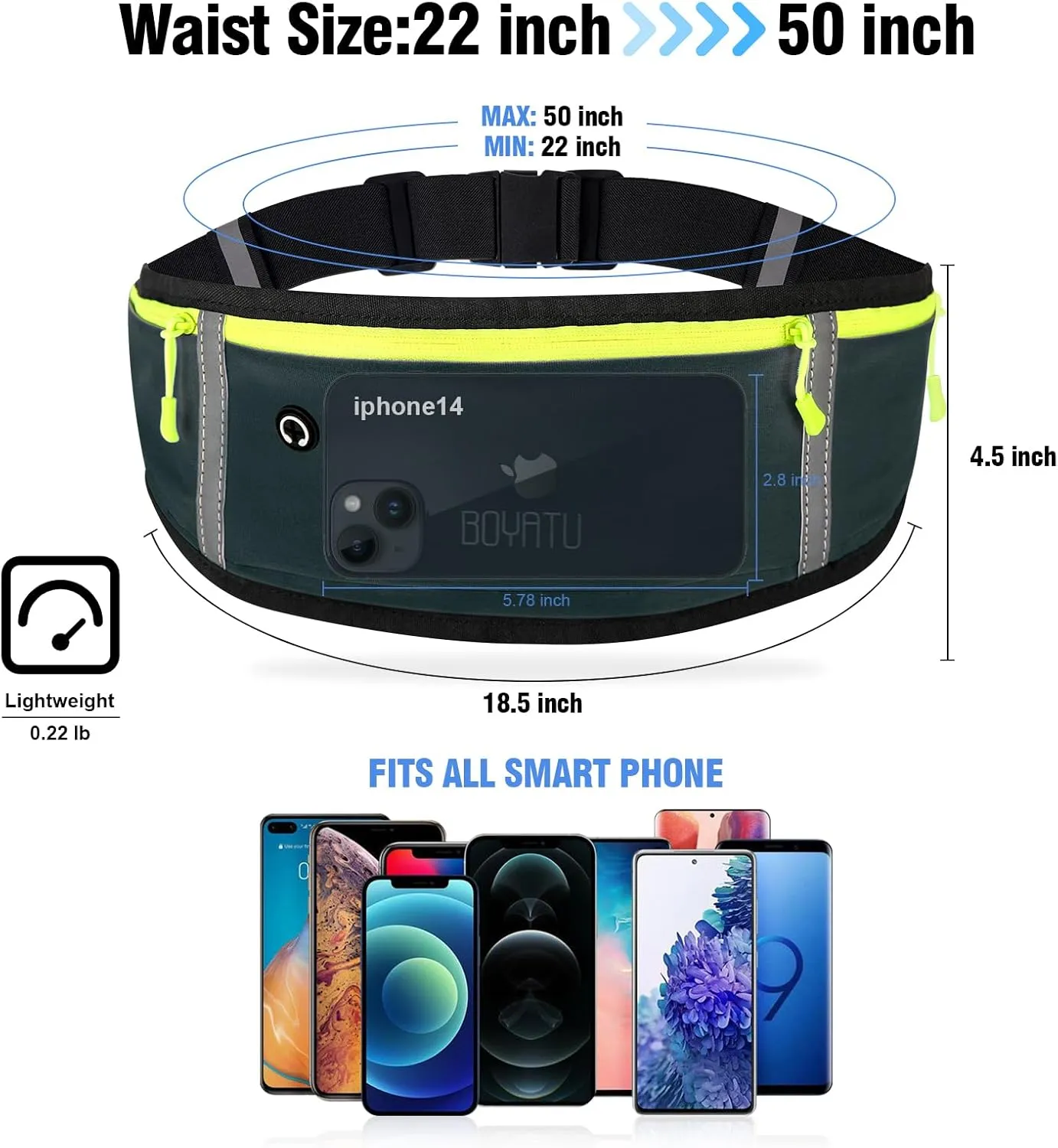 Running Belt Waist Fanny Pack: Slim Phone Holder Workout Pouch for Walking JoggingDark Green
