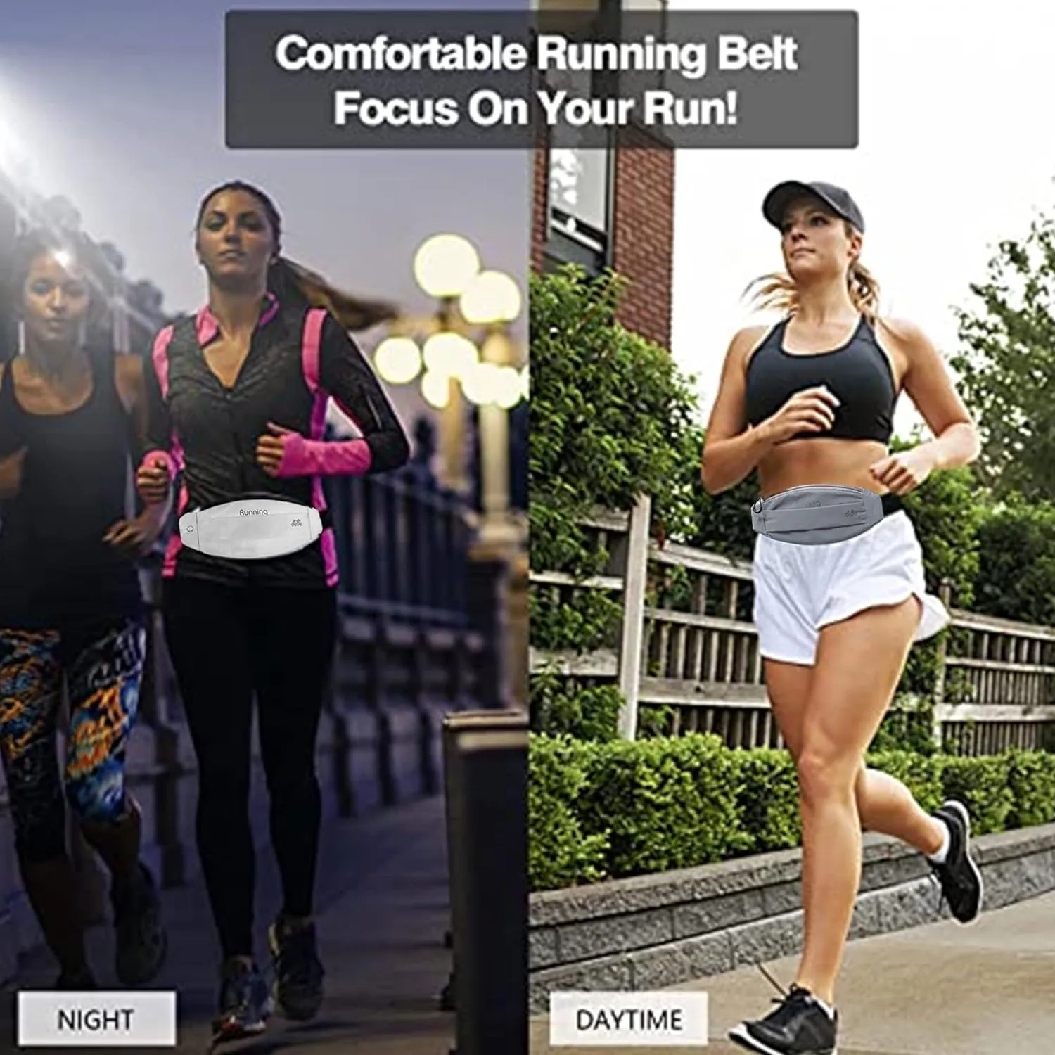 Running Belt Waist Pack - Running Fanny Pack for Women & Men - Hiking Cycling Workout Belt Bag - Whole Bag Reflective Runner Pouch - Waterproof Cell Phone Holder Rosy
