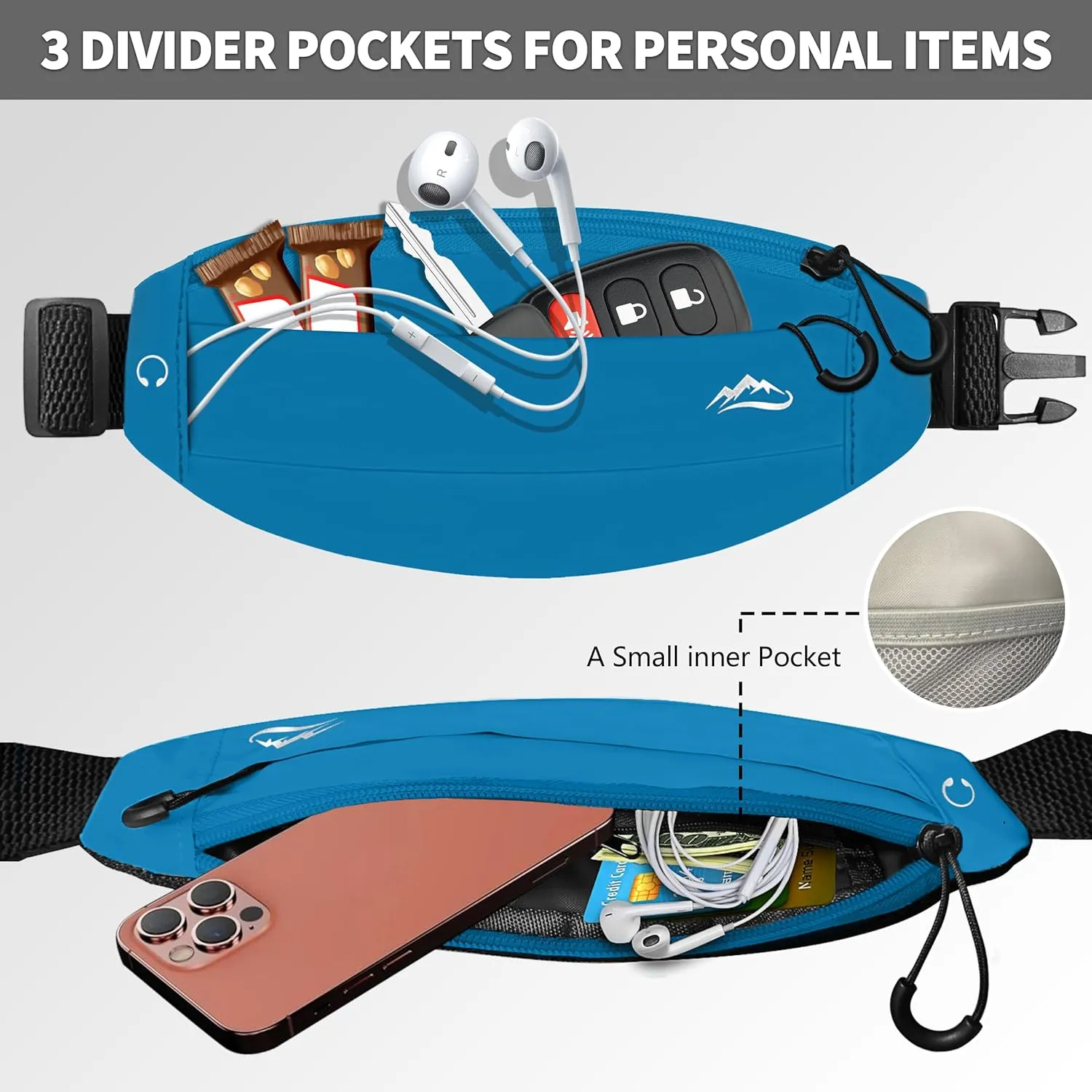 Running Fanny Pack Whole Bag Reflective, Running belt for Women &Men,Sweatproof Phone Holder Workout, Running Waist Pack (blue)