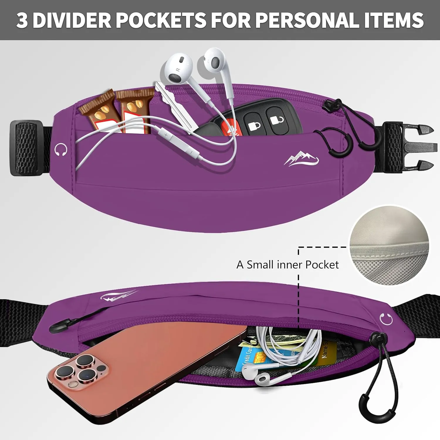 Running Fanny Pack Whole Bag Reflective, Running belt for Women &Men,Sweatproof Phone Holder Workout, Running Waist Pack (purple)