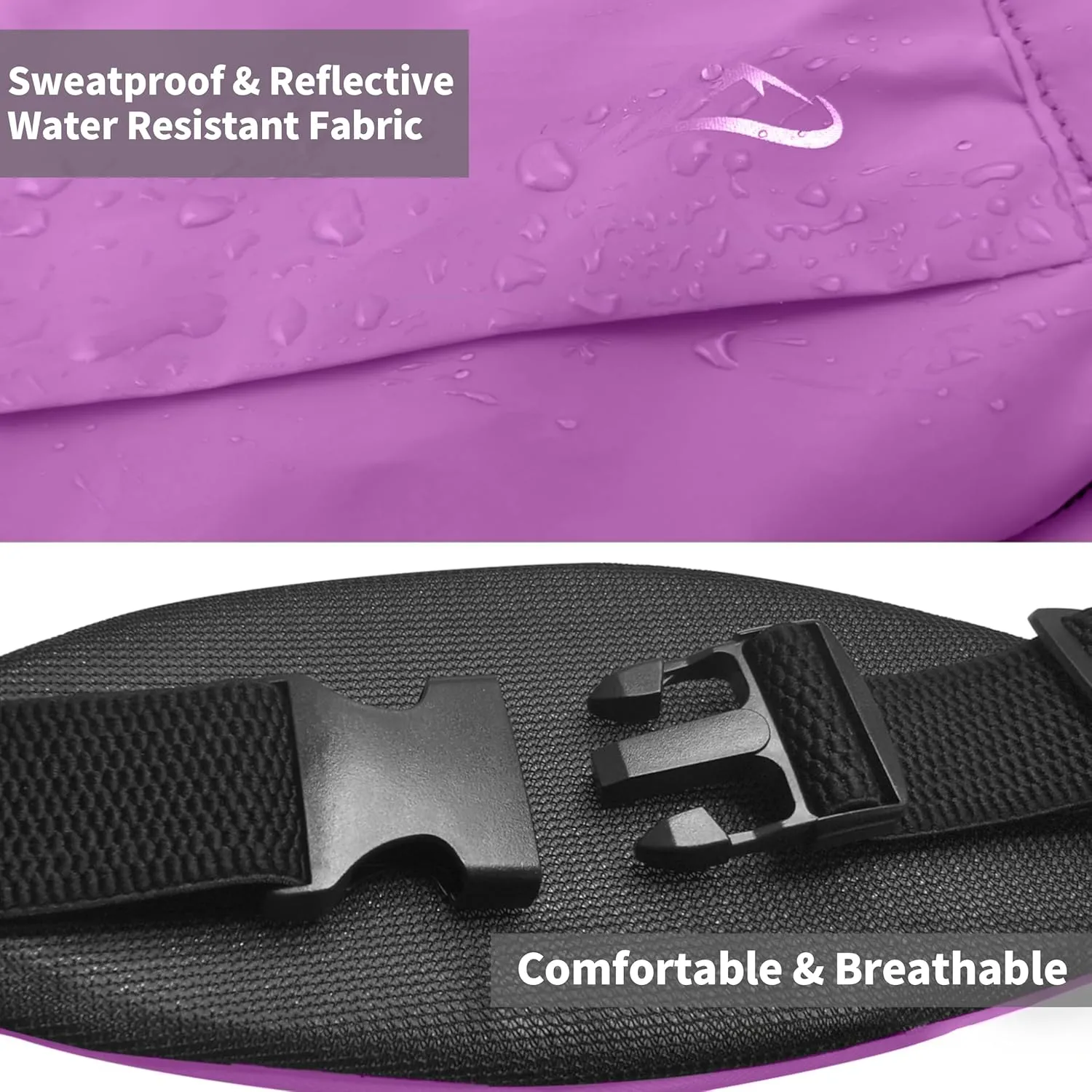 Running Fanny Pack Whole Bag Reflective, Running belt for Women &Men,Sweatproof Phone Holder Workout, Running Waist Pack (purple)
