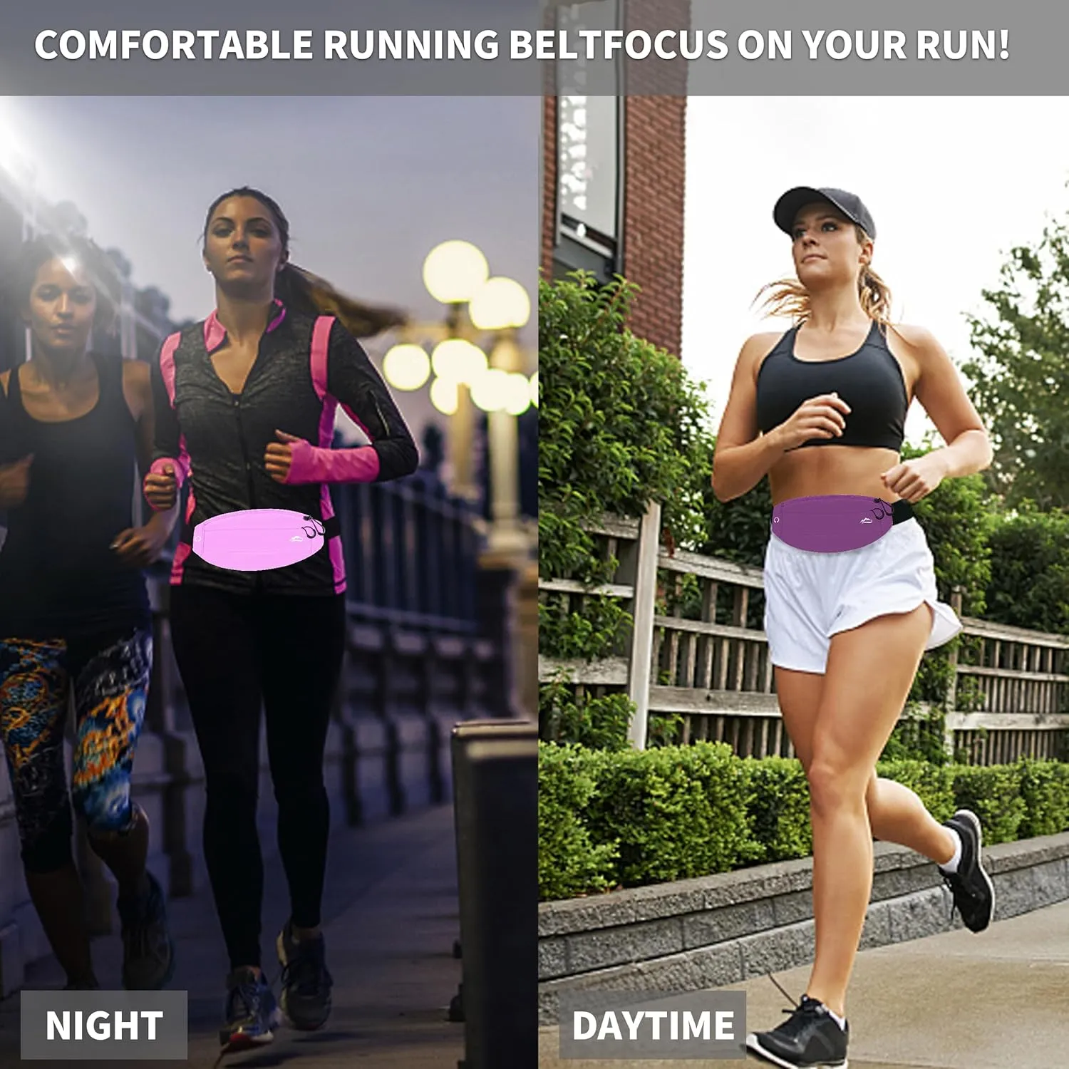Running Fanny Pack Whole Bag Reflective, Running belt for Women &Men,Sweatproof Phone Holder Workout, Running Waist Pack (purple)