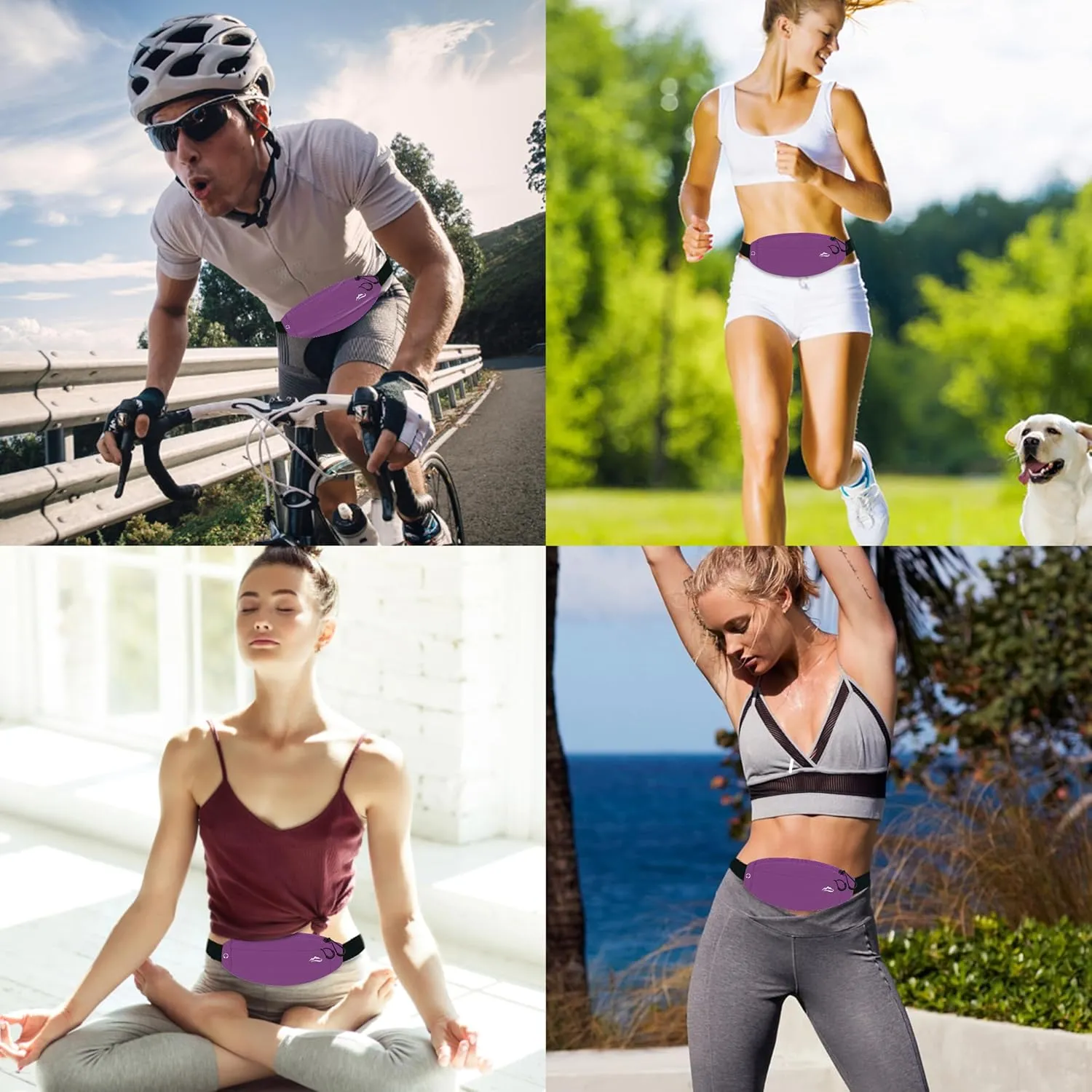 Running Fanny Pack Whole Bag Reflective, Running belt for Women &Men,Sweatproof Phone Holder Workout, Running Waist Pack (purple)