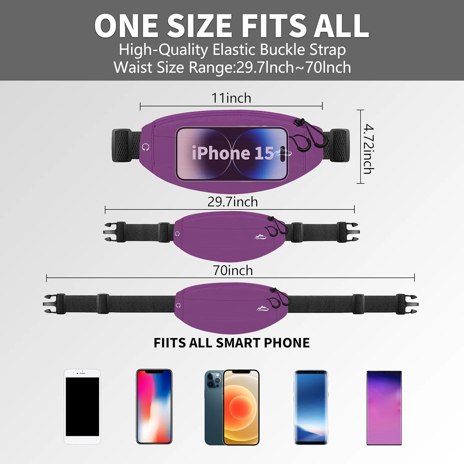 Running Fanny Pack Whole Bag Reflective, Running belt for Women &Men,Sweatproof Phone Holder Workout, Running Waist Pack (purple)