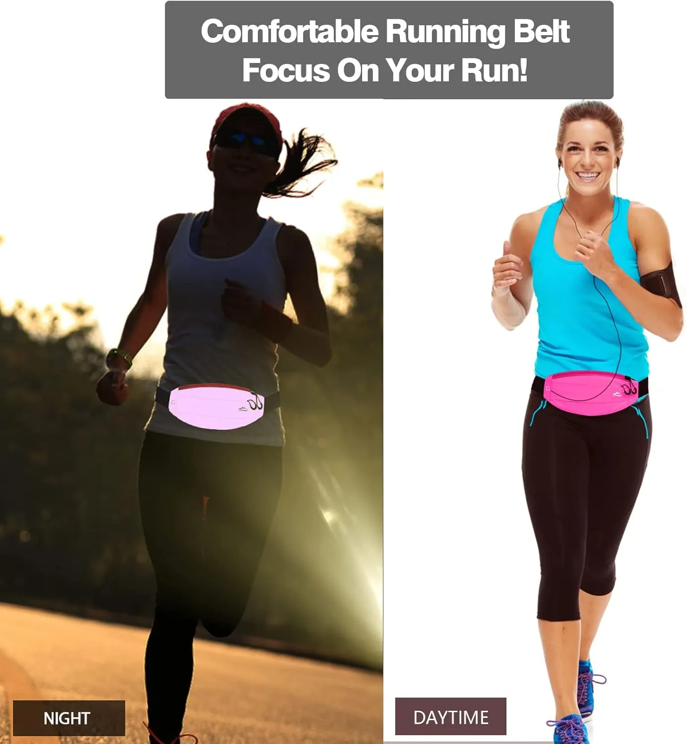 Running Fanny Pack Whole Bag Reflective, Running belt for Women &Men,Sweatproof Phone Holder Workout, Running Waist Pack(rose)
