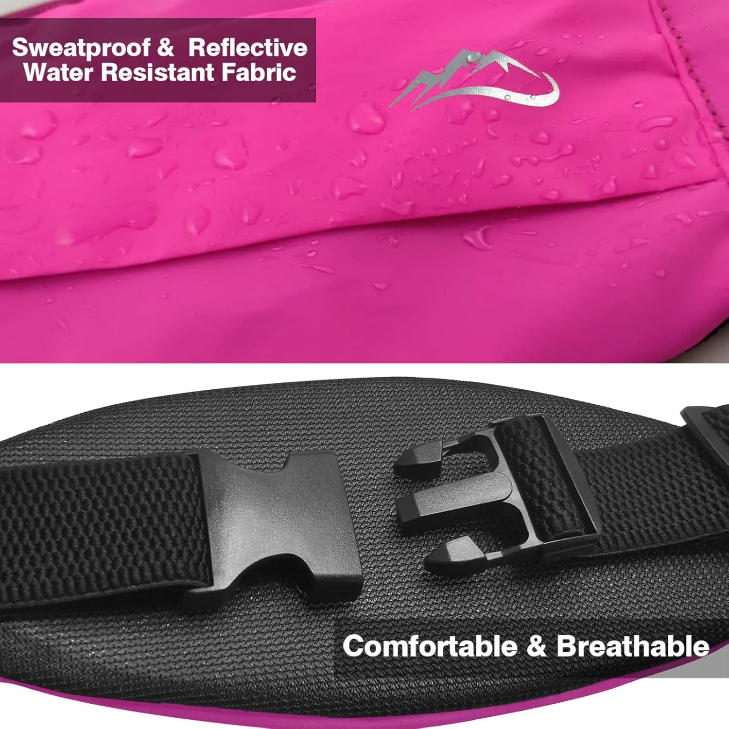 Running Fanny Pack Whole Bag Reflective, Running belt for Women &Men,Sweatproof Phone Holder Workout, Running Waist Pack(rose)