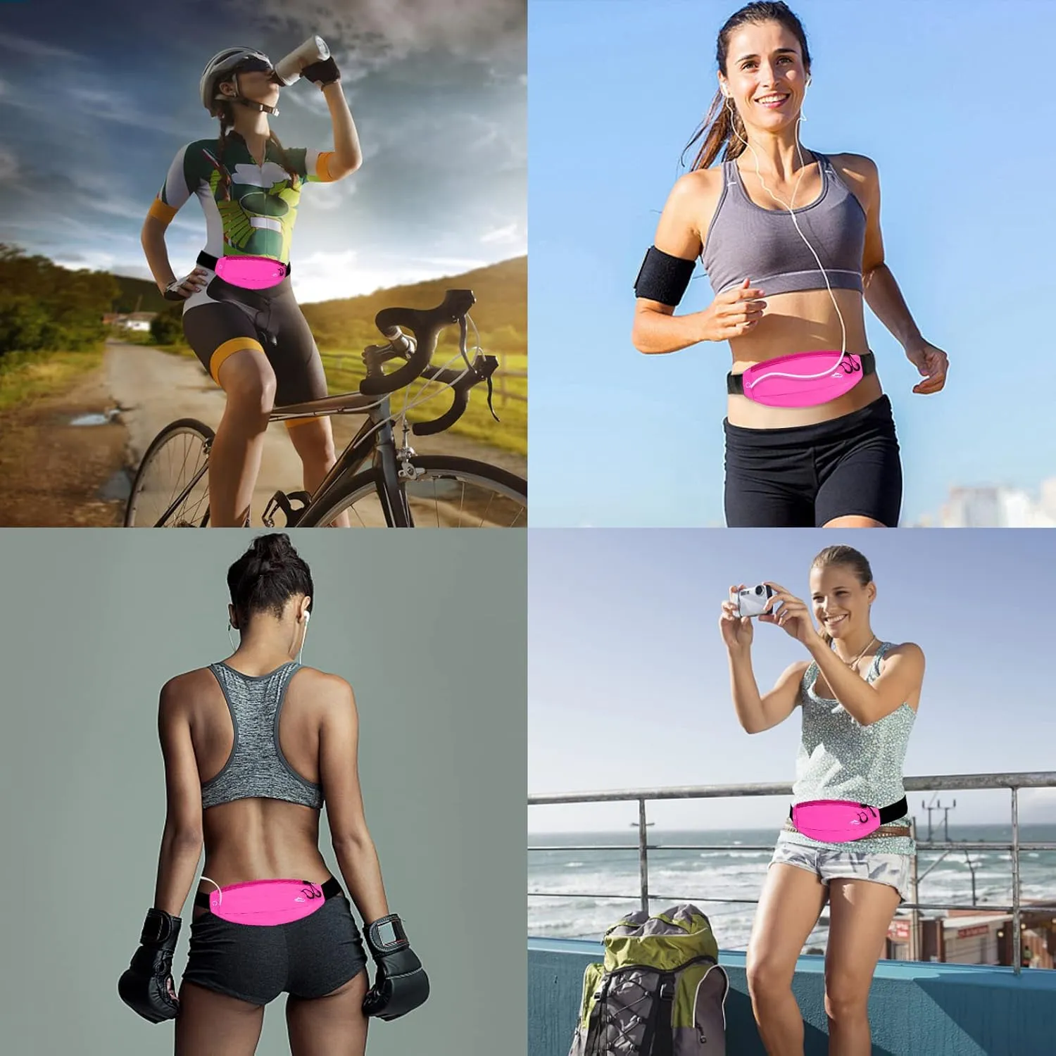 Running Fanny Pack Whole Bag Reflective, Running belt for Women &Men,Sweatproof Phone Holder Workout, Running Waist Pack(rose)