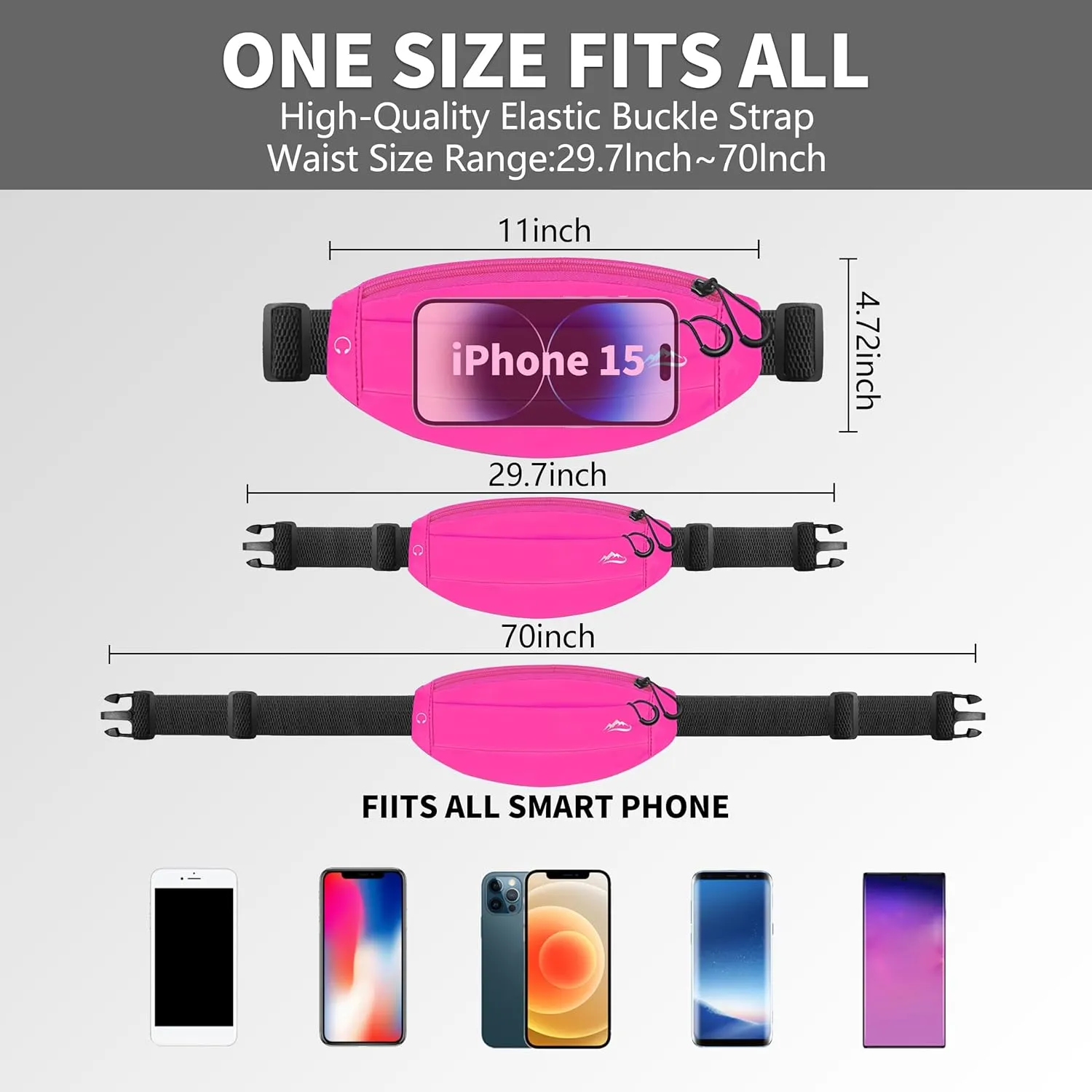 Running Fanny Pack Whole Bag Reflective, Running belt for Women &Men,Sweatproof Phone Holder Workout, Running Waist Pack(rose)