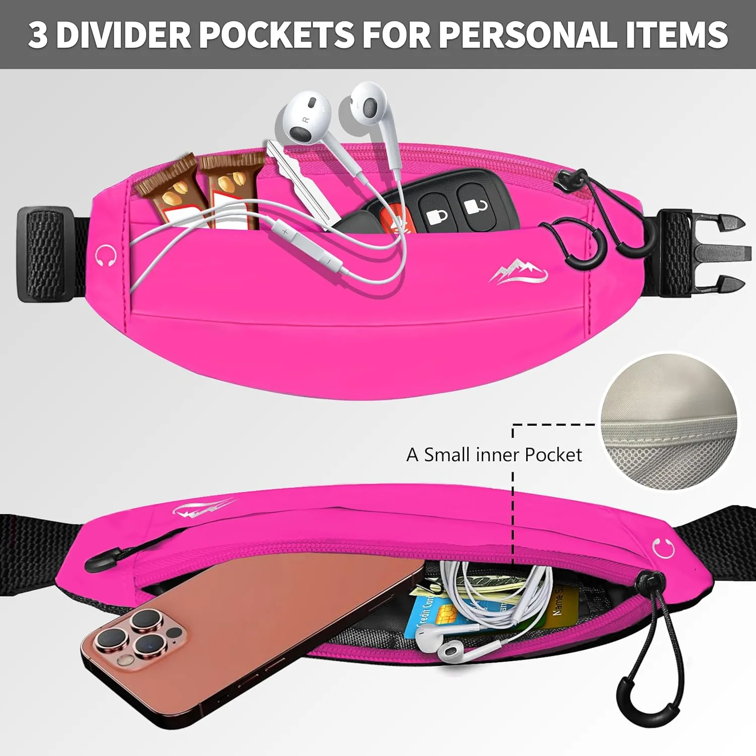Running Fanny Pack Whole Bag Reflective, Running belt for Women &Men,Sweatproof Phone Holder Workout, Running Waist Pack(rose)
