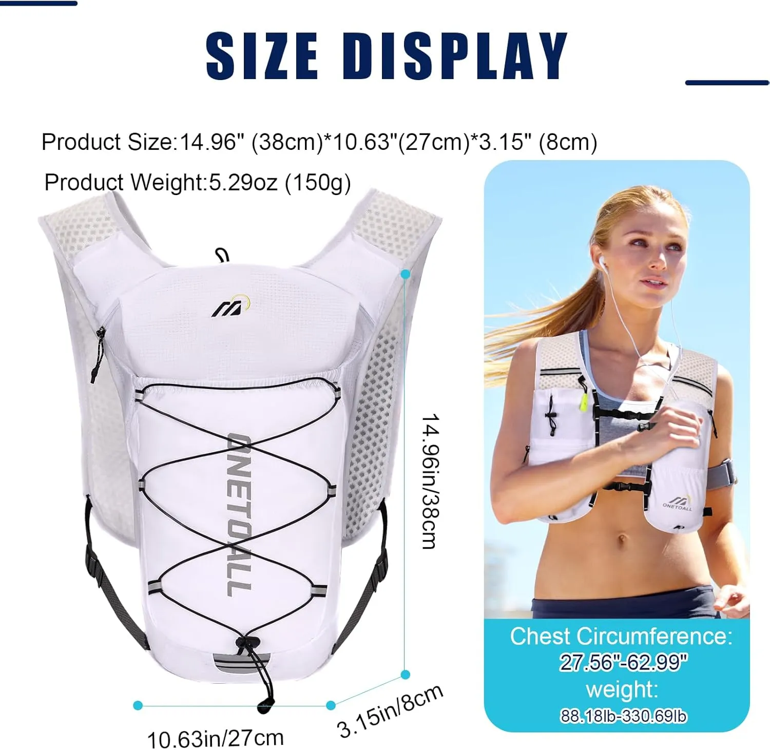 Running Vest for Women & Men, Lightweight 150g Hydration Backpack with 2L Leak-Proof Water Bladder, 6L Pack for Trail Running, Marathon, Hiking, Cycling, Jogging, Adjustable Fit