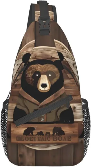 Rustic Lodge Bear Backpacks, Men'S And Women'S Chest Bags, Crossbody Bags, Hiking Fashion Shoulder Bags Outdoor Sports