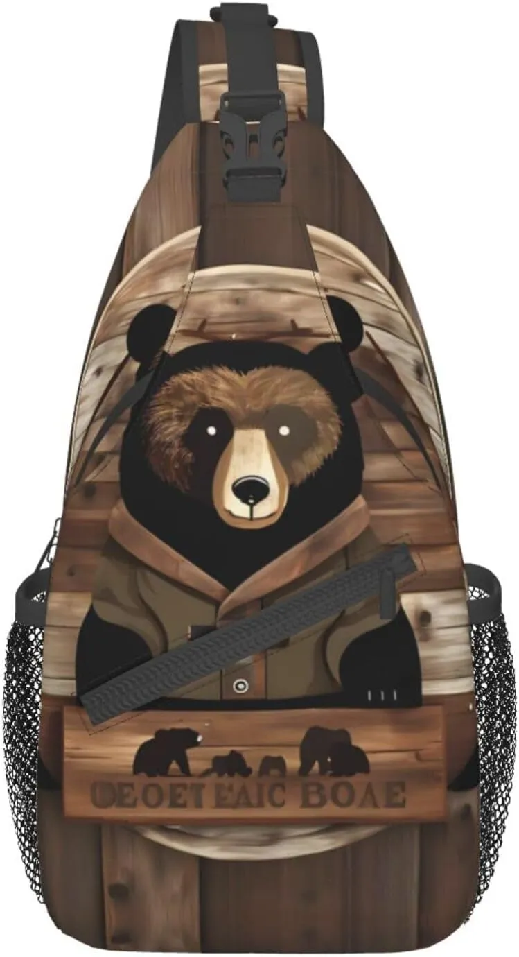 Rustic Lodge Bear Backpacks, Men'S And Women'S Chest Bags, Crossbody Bags, Hiking Fashion Shoulder Bags Outdoor Sports