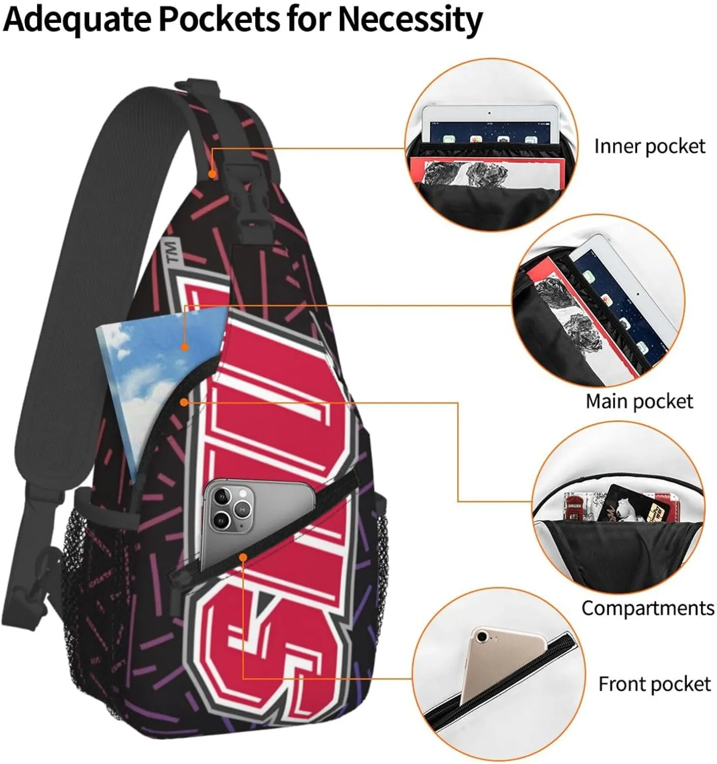 Sacred Heart University Small Crossbody Backpack Sling Bag For Men Women Mini One Shoulder Chest Bags Gym Sport Travel Hiking Daypack