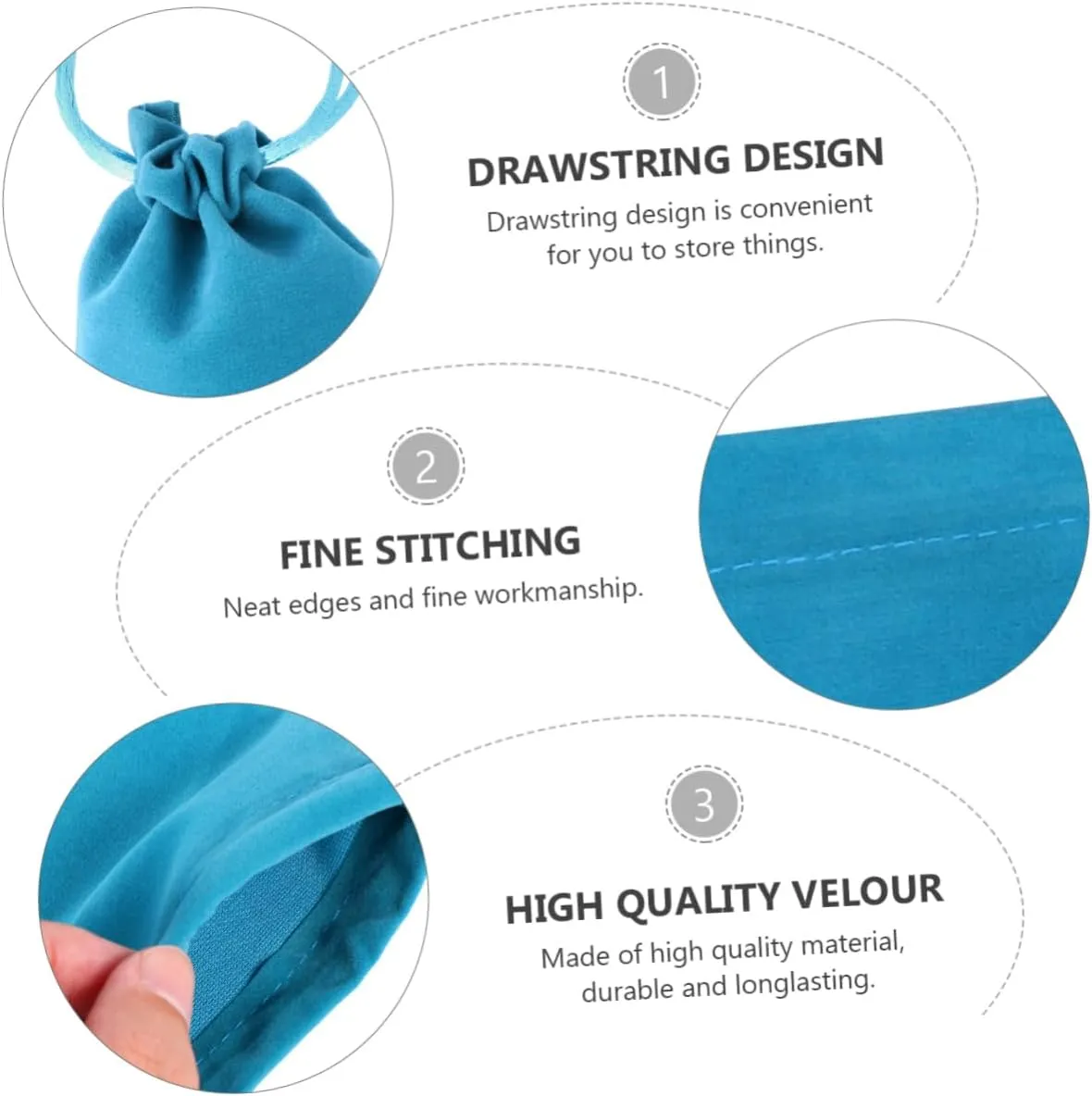 SAFIGLE 1set Lake Blue Velour Drawstring Bags Storage Pouches for Travel Organization Convenient Drawstring Design for Easy Access 12pcs