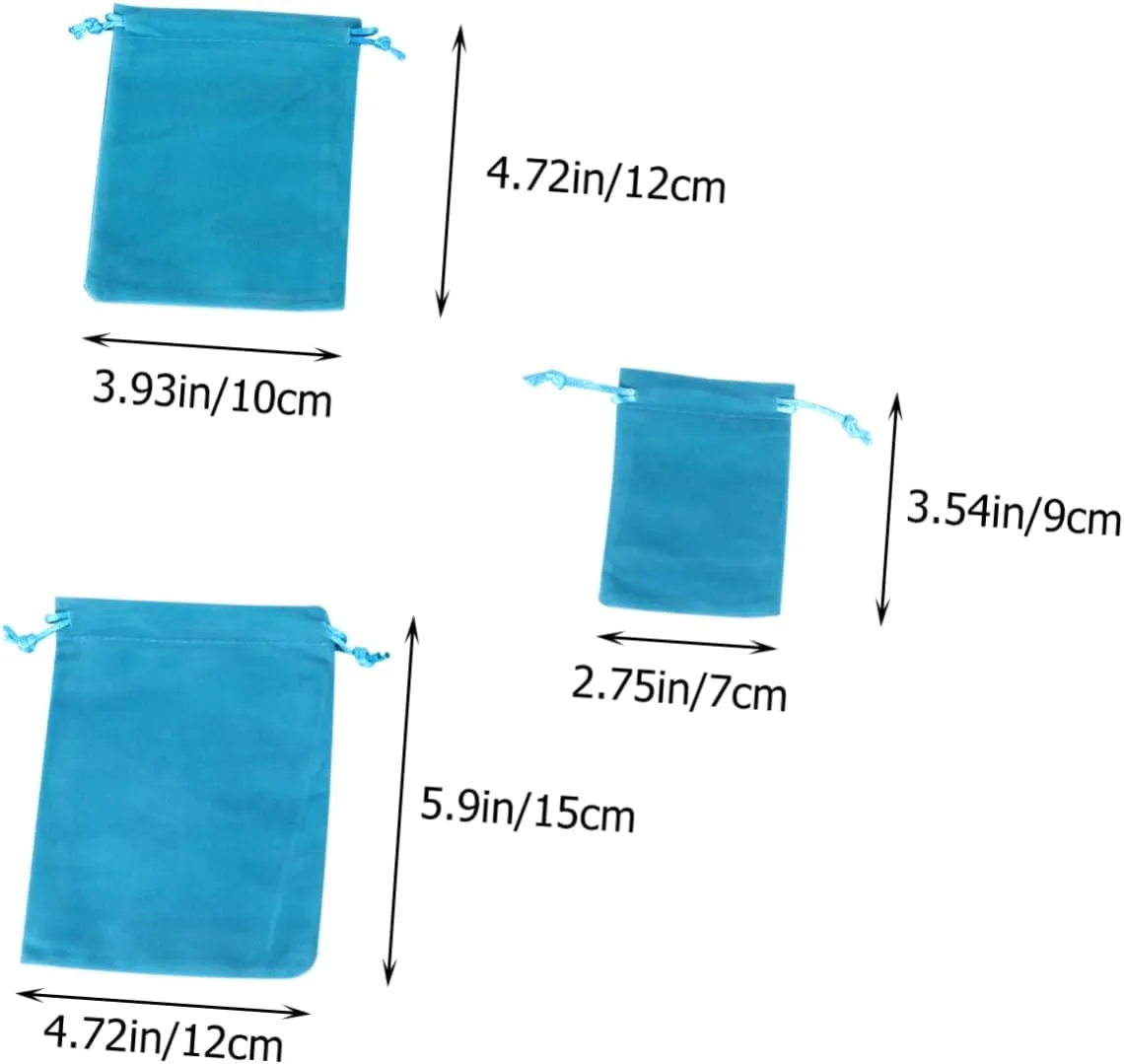 SAFIGLE 1set Lake Blue Velour Drawstring Bags Storage Pouches for Travel Organization Convenient Drawstring Design for Easy Access 12pcs
